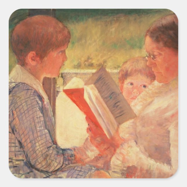 Mrs Cassatt Reading to her Grandchildren, 1888 Square Sticker (Front)