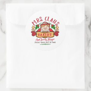 Mrs. Claus bakery Christmas baking Classic Round Sticker