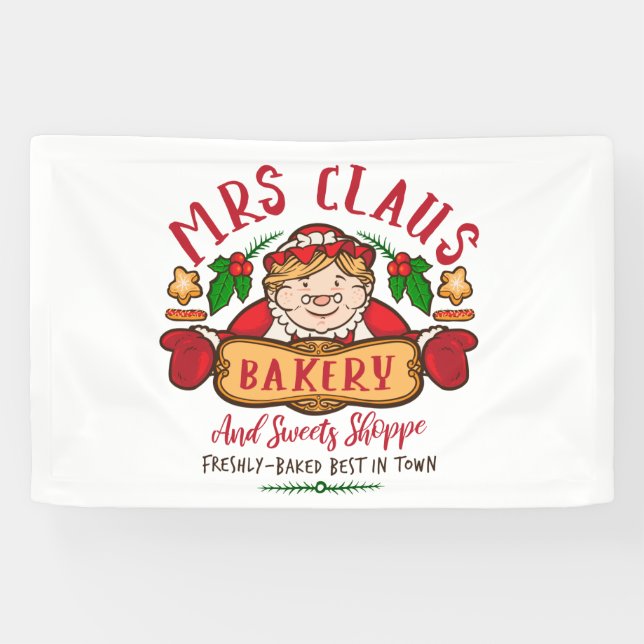Mrs, Claus Bakery Christmas North Pole Banner (Horizontal)