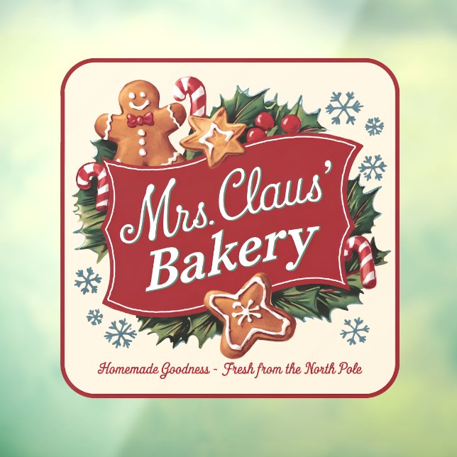 Mrs, Claus Bakery vintage Window Cling (Sheet 3)