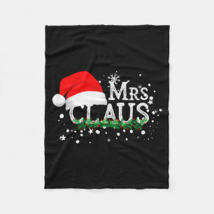 Mrs Claus Christmas Couples Matching Her Xmas Paja Fleece Blanket