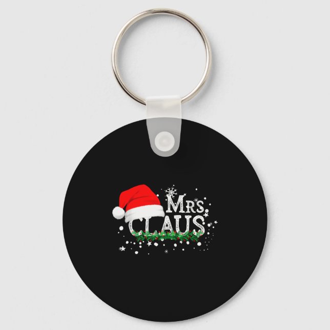 Mrs Claus Christmas Couples Matching Her Xmas Paja Key Ring (Front)