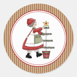 Mrs. Claus Christmas Envelope Seals Stickers
