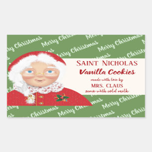 Mrs Claus Christmas Holiday Gift Rectangular Sticker