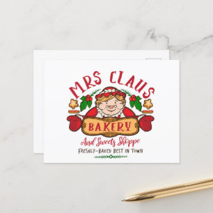 Mrs. Claus Christmas North Pole bakery Holiday Postcard