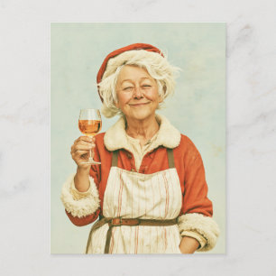 Mrs Claus Christmas Wine Break Postcard
