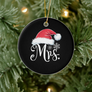 Mrs Claus Couples Matching Christmas Pyjamas Santa Ceramic Tree Decoration