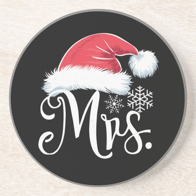 Mrs Claus Couples Matching Christmas Pyjamas Santa Coaster (Front)