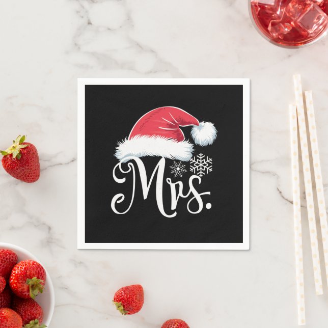 Mrs Claus Couples Matching Christmas Pyjamas Santa Napkin (Insitu)