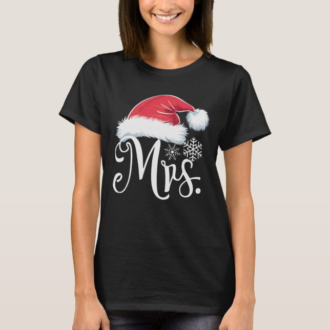 Mrs Claus Couples Matching Christmas Pyjamas Santa T-Shirt (Front)