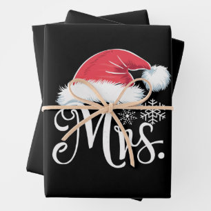 Mrs Claus Couples Matching Christmas Pyjamas Santa Wrapping Paper Sheet