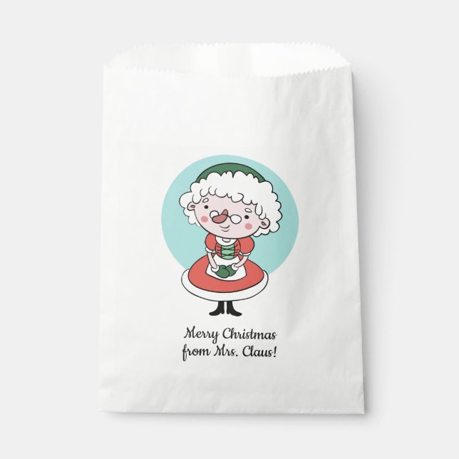 Mrs. Claus custom text Christmas favour bags (Front)