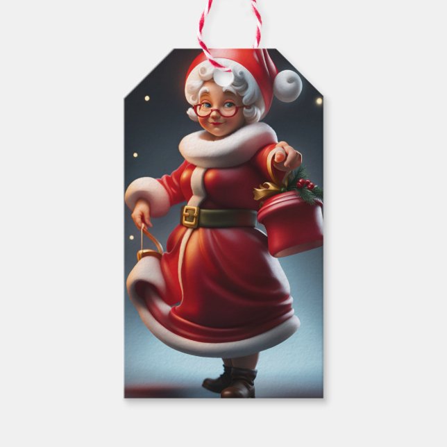 Mrs Claus Figure Christmas Holiday Gift Tag (Front)