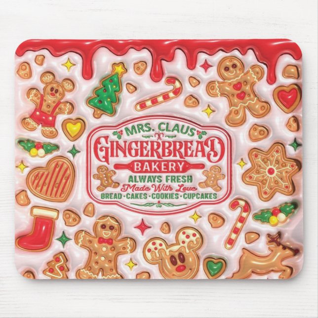 Mrs. Claus Gingerbread Bakery Co. Mouse Mat (Front)