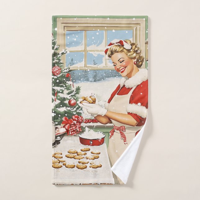 Mrs. Claus Holiday Baking Delight Bath Towel Set (Hand Towel)