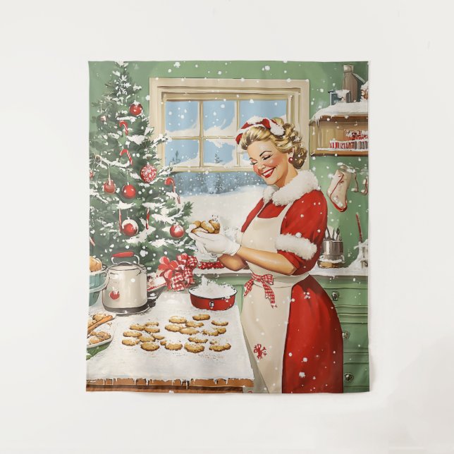 Mrs. Claus Holiday Baking Delight Tapestry (Front)