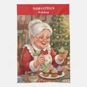 Mrs. Claus Holiday Cupcake Kitchen Towel