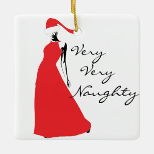 Mrs. Claus Naughty and Nice Ceramic Ornament