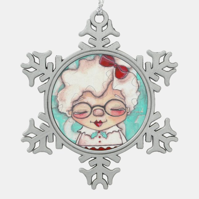 Mrs. Claus - Pewter Snowflake Ornament (Front)