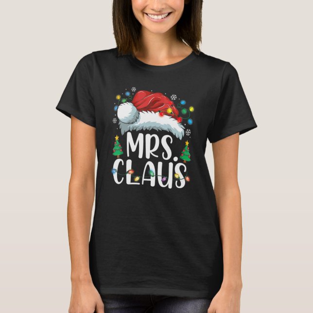 Mrs Claus Santa Hat Christmas Matching Couples Paj T-Shirt (Front)