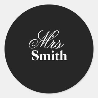 Mrs Custom Name Black White Classic Round Sticker