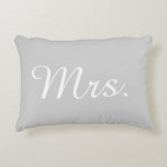 Mrs. Decorative Cushion<br><div class="desc">Mrs. romantic couples love pillow in grey and white</div>