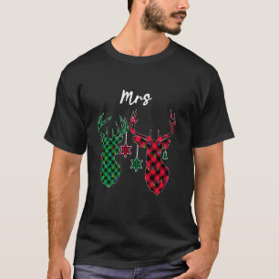 Mrs Deer Matching Pajama Family Red Plaid Buffalo T-Shirt