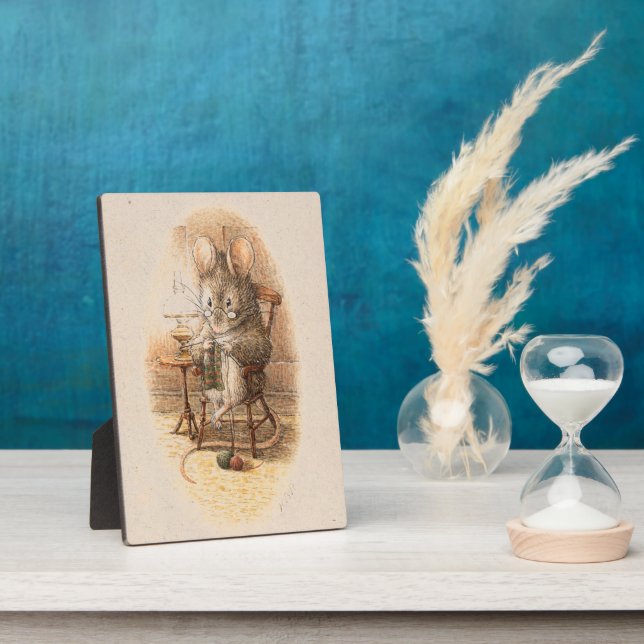 Mrs. Dormouse Knitting Anniversary Party Plaque (Side)