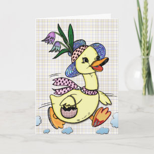 Mrs. Duck and her Easter Hat Cartoon Card