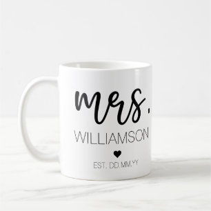 Mrs. Elegant Custom Name Wedding New Couple Gift Coffee Mug