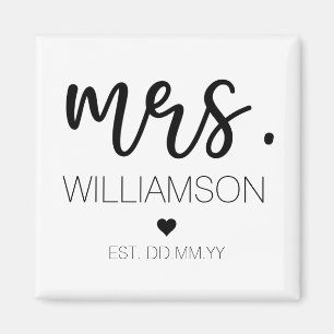 Mrs. Elegant Custom Name Wedding New Couple Gift Magnet