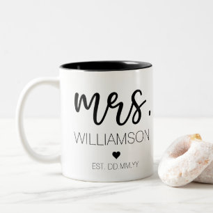 Mrs. Elegant Custom Name Wedding New Couple Gift  Two-Tone Coffee Mug