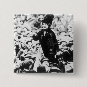 Mrs Emmeline Pankhurst  Addressing a Crowd 15 Cm Square Badge