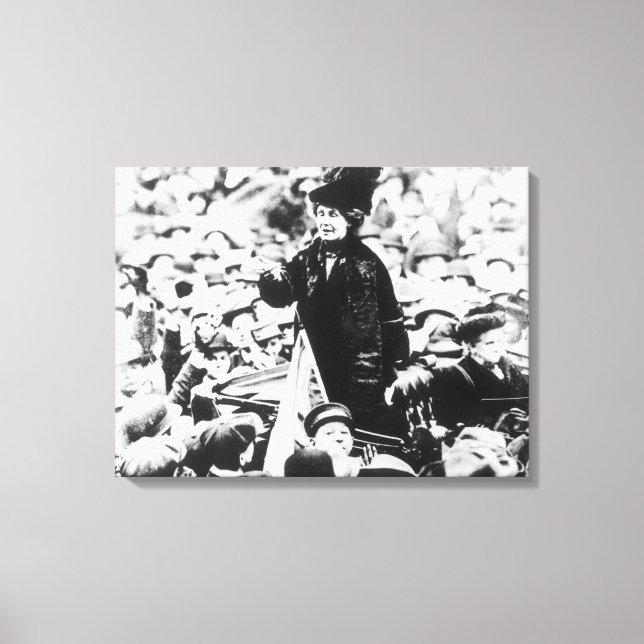 Mrs Emmeline Pankhurst  Addressing a Crowd Canvas Print (Front)
