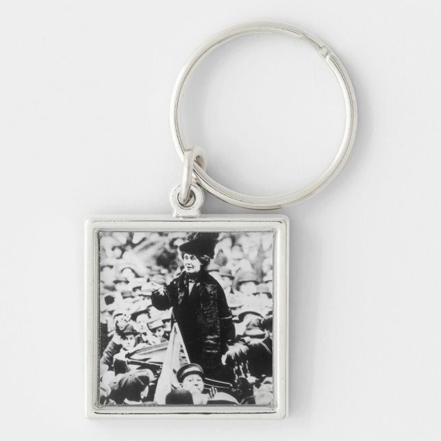 Mrs Emmeline Pankhurst  Addressing a Crowd Key Ring (Front)