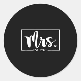 Mrs. Est. 2023 Bride Wife Just Married Wedding Gif Classic Round Sticker