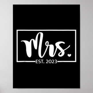 Mrs. Est. 2023 Bride Wife Just Married Wedding Gif Poster