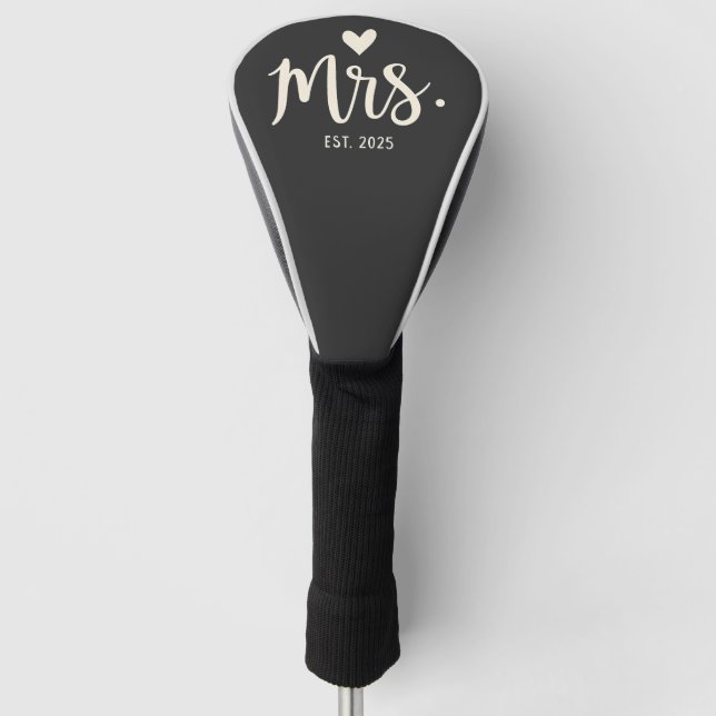 Mrs Est. 2025 Husband Bride Engagement Wedding Golf Head Cover (Front)