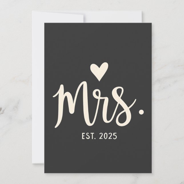 Mrs Est. 2025 Husband Bride Engagement Wedding Invitation (Front)