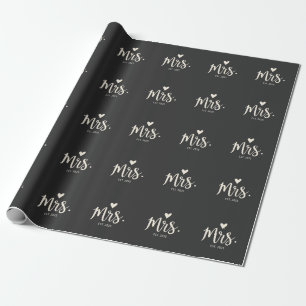 Mrs Est. 2025 Husband Bride Engagement Wedding Wrapping Paper