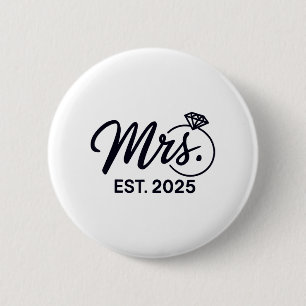 Mrs. Est. 2025 Just Married Wedding Couples Mr And 6 Cm Round Badge