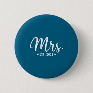Mrs Est 2026 Just Married Design 6 Cm Round Badge