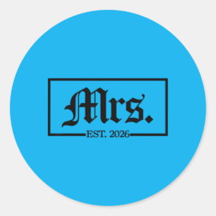 Mrs Est 2026 Wife Husband Married Couple Wedding Classic Round Sticker