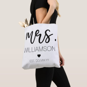 Mrs. Est Custom Name Wedding New Couple Gift  Tote Bag