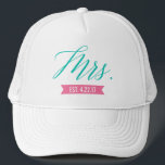 Mrs. Established Personalised Date Bride Trucker Hat<br><div class="desc">Add the date established or future last name to this pretty and modern "Mrs." trucker hat. This is great gift for the bride-to-be or newlywed.</div>