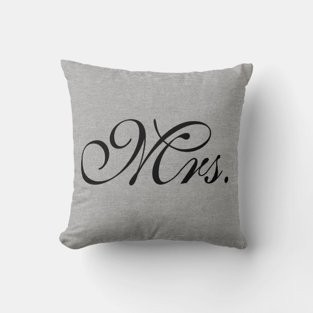 Mrs. faux linen french grey burlap rustic chic jut cushion (Front)
