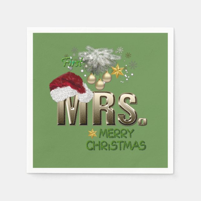 MRS. First Christmas Napkin (Front)