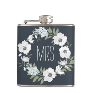 Mrs. Floral Wedding Gifts Personalised Flasks