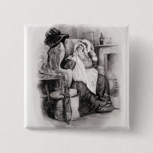 Mrs Gamp, from 'Charles Dickens: A Gossip about hi 15 Cm Square Badge
