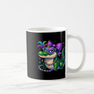 Mrs Gator Mardi Gras Vibes Louisiana Crocodile Mar Coffee Mug
